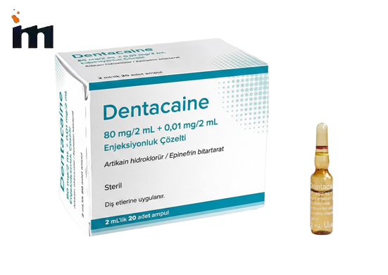 Dentacaine ds 80 mg/2 ml + 0,01 mg/2 ml
