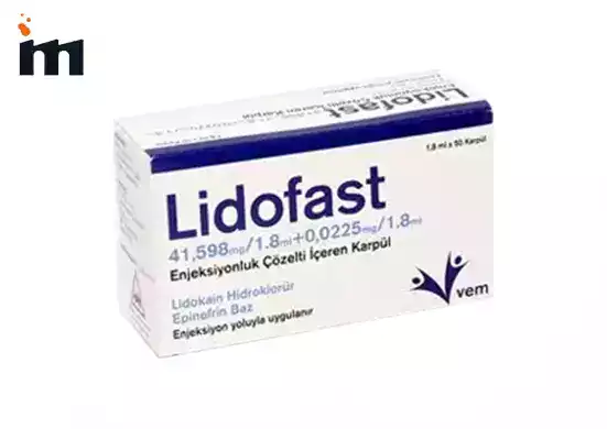 LİDOFAST 41,598mg / 1,8ml + 0,0225mg / 1,8ml